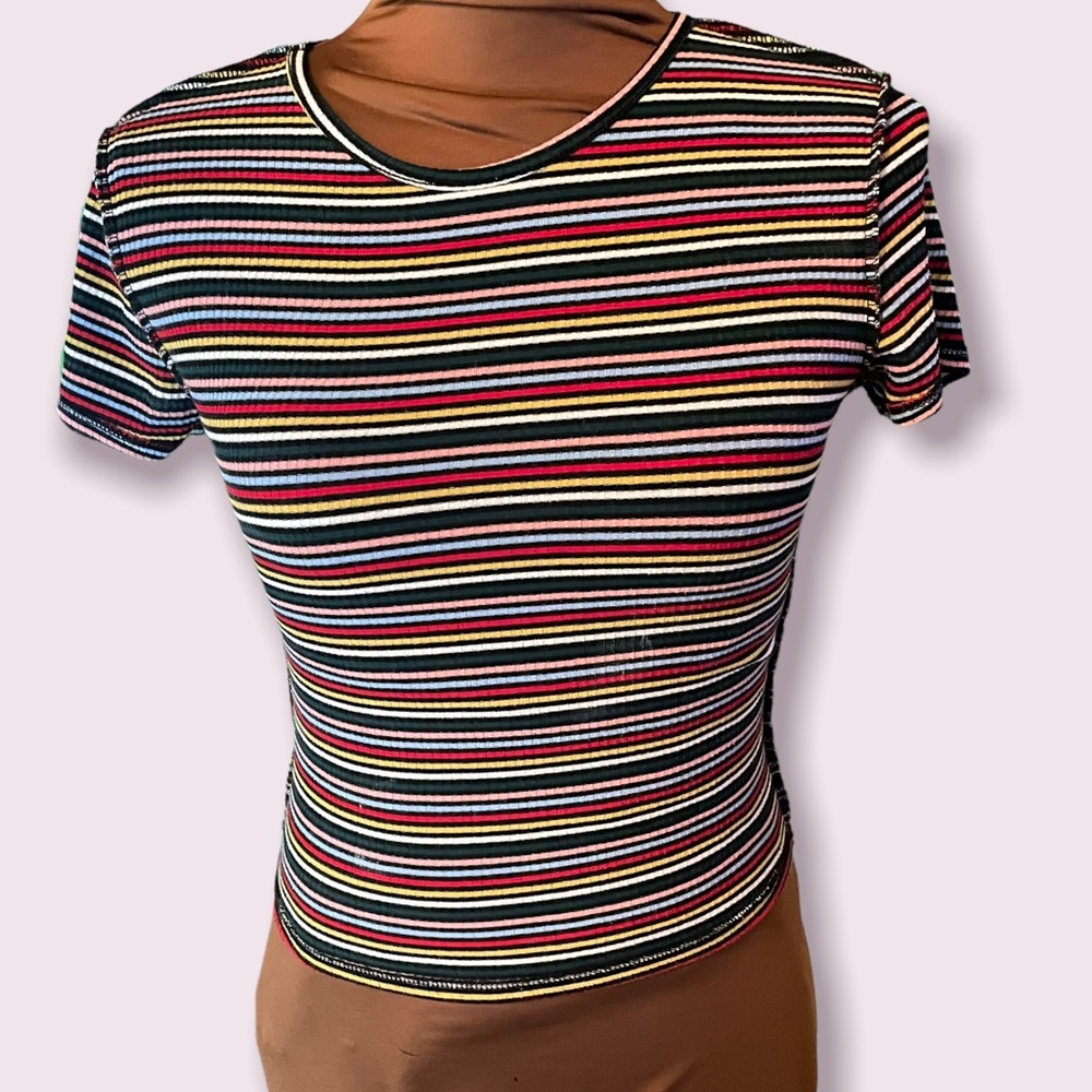striped cropped sweater shirt